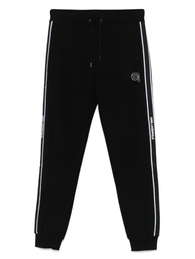 Karl Lagerfeld Side-stripe Track Pants In Black