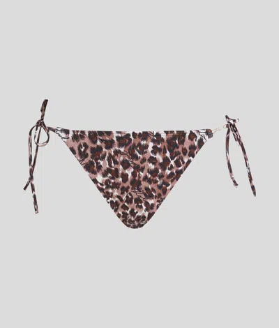Karl Lagerfeld Side-tie Bikini Bottoms In Brown