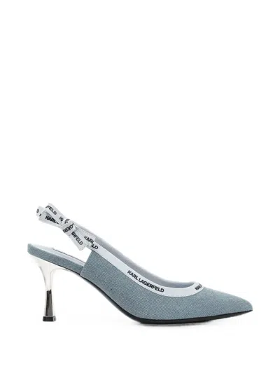 Karl Lagerfeld Sienna Bow-detail Slingback Pumps In Blue