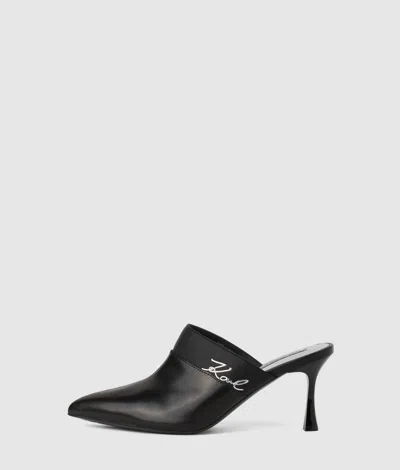 Karl Lagerfeld Sienna Heeled Mules In Black