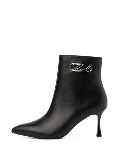 Karl Lagerfeld Sienna Signia Curve Ankle Boots In Black