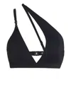 Karl Lagerfeld Signature Asymmetric Bikini Top In Black