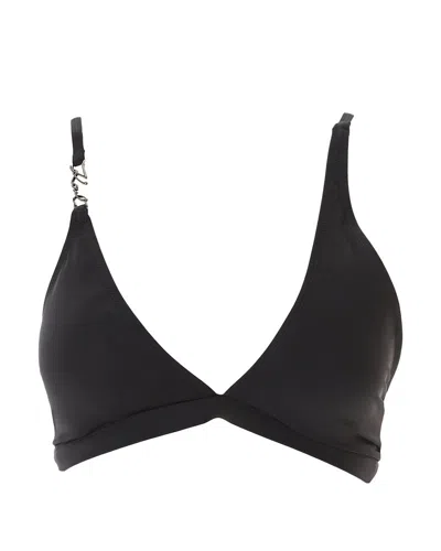 Karl Lagerfeld Signature Asymmetric Bikini Top In Black