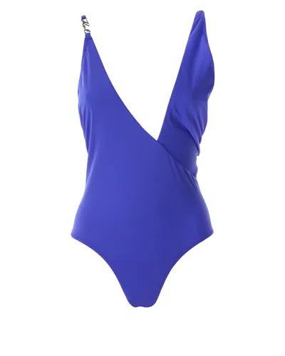 Karl Lagerfeld Karl Dna One Signature Swimsuit In Blue