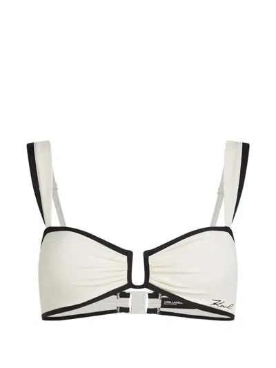 Karl Lagerfeld Signature Bandeau Bikini Top In White