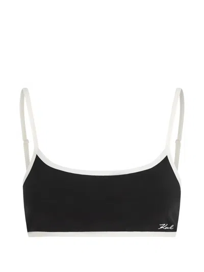 Karl Lagerfeld Signature Bandeau Bra In Black