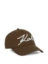Karl Lagerfeld Signature Baseball Cap In Brown