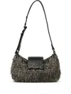 Karl Lagerfeld Signature Beaded Shoulder Bag In Silver