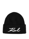 Karl Lagerfeld Signature Beanie Hat In Black