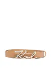Karl Lagerfeld Signature Belt In Brown