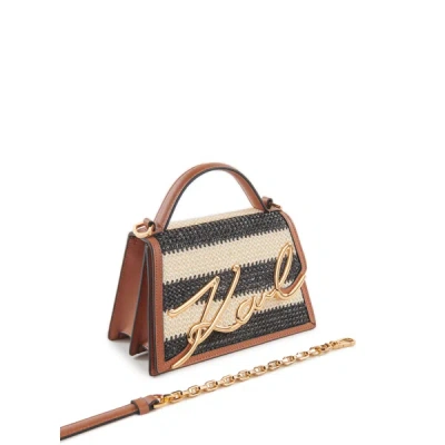 Karl Lagerfeld Signature Bi-material Handbag In Multicolour