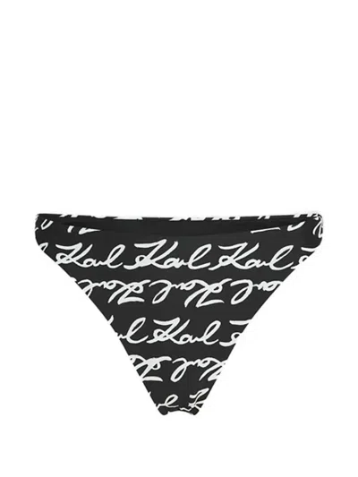 Karl Lagerfeld Signature Bikini Bottoms In Black