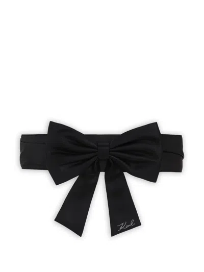Karl Lagerfeld Signature Bow Belt In Black