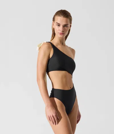 Karl Lagerfeld Signature Bow Swimsuit In Black