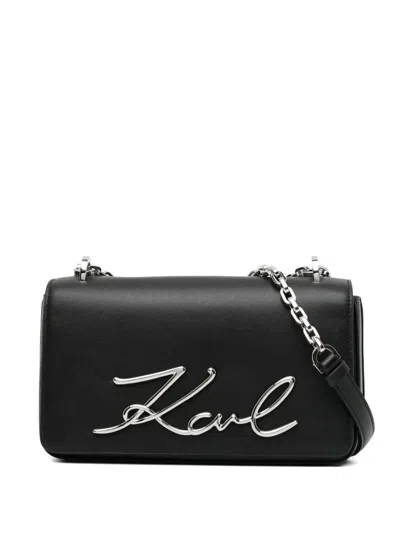 Karl Lagerfeld Signature Chain Cross Body Bag In Black