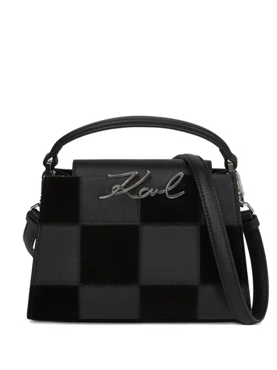 Karl Lagerfeld Signature Checkerboard Tote Bag In Black