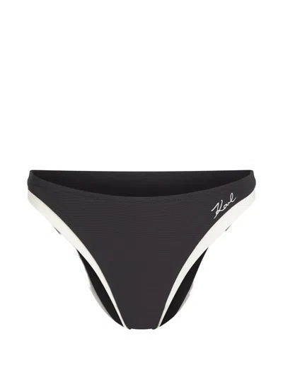 Karl Lagerfeld Signature Cheeky Bikini Bottoms In Black