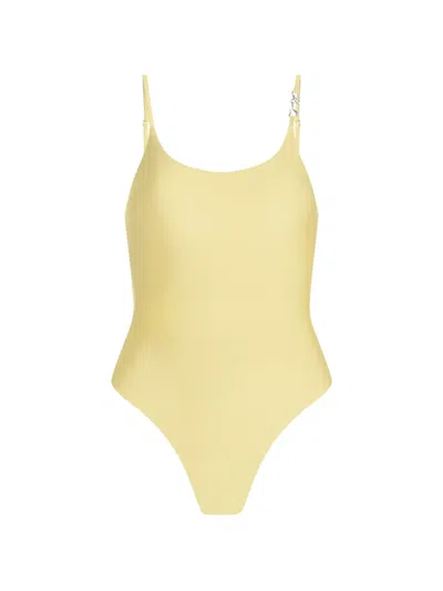 Karl Lagerfeld Signature Cheeky Swimsuit In Yellow