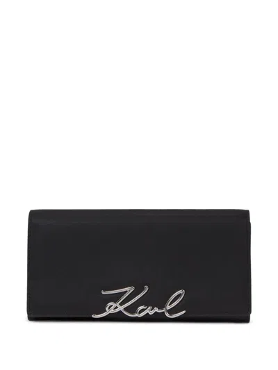 Karl Lagerfeld Signature Continental Wallet In Black