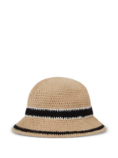 Karl Lagerfeld Signature Crochet Hat In Neutral