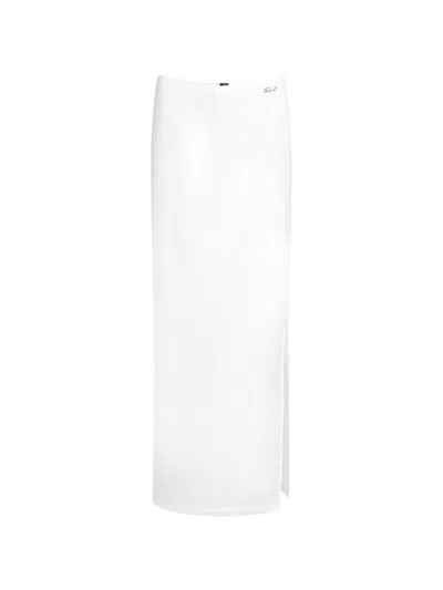 Karl Lagerfeld Signature Crochet Skirt In White