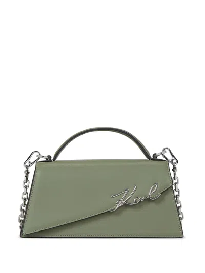 Karl Lagerfeld Signature Crossbody Bag In Green