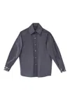 Karl Lagerfeld Signature Cuff Poplin Shirt In Gray