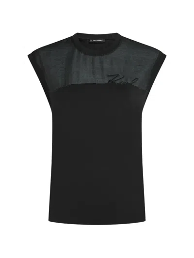 Karl Lagerfeld Signature-detail Tank Top In Black