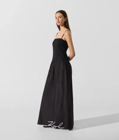 Karl Lagerfeld Signature Drop-waist Maxi Dress In Black