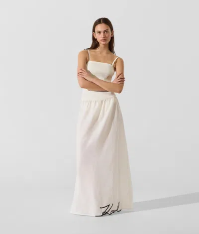 Karl Lagerfeld Signature Drop-waist Maxi Dress In White