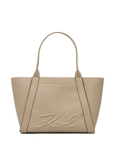 Karl Lagerfeld Signature-embossed Tote Bag In Neutral