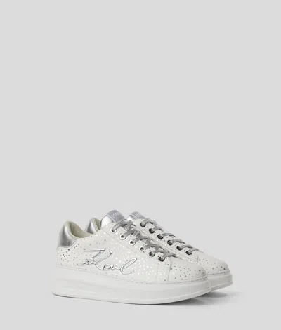 Karl Lagerfeld Signature Exclusive Glitter Sneakers In White