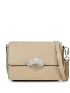 Karl Lagerfeld Signature Fan Leather Crossbody Bag In Neutrals