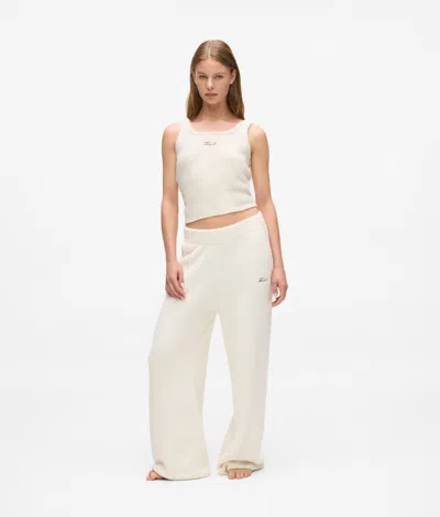 Karl Lagerfeld Signature Fleece Lounge Pants In White