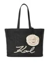 Karl Lagerfeld Signature Flower-appliqué Tote Bag In Black
