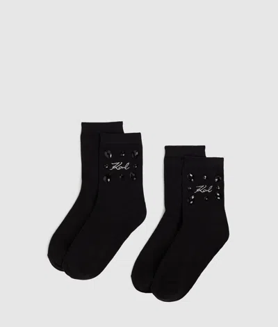 KARL LAGERFELD SIGNATURE GEMSTONE SOCKS – 2 PACK