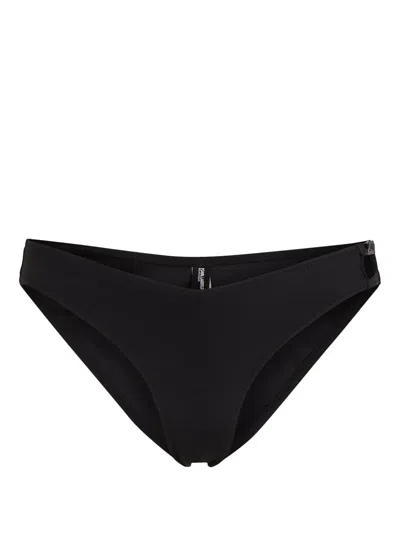 Karl Lagerfeld Karl Dna Logo-lettering Bikini Bottoms In Black