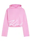 Karl Lagerfeld Signature-hem Hoodie In Pink