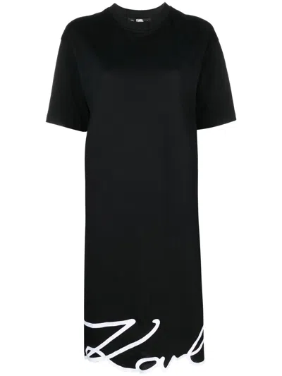 Karl Lagerfeld Karl Signature Hem T-shirt Dress In Black