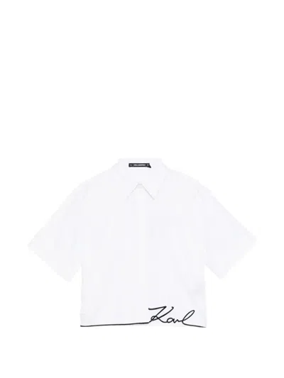 Karl Lagerfeld Signature-hem Shirt In White