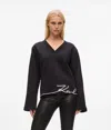Karl Lagerfeld Signature Hem Sweatshirt In Black