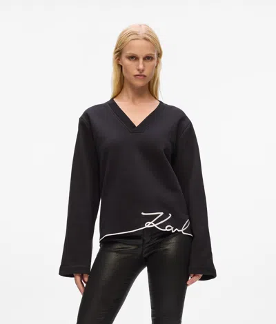 Karl Lagerfeld Signature Hem Sweatshirt In Black