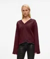 Karl Lagerfeld Signature-hem V-neck Sweater In Burgundy