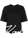 Karl Lagerfeld Karl Signature Hem T-shirt Woman T-shirt Black Size S Organic Cotton In 999 Black