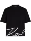 Karl Lagerfeld Karl Signature-hem T-shirt In Black