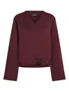 Karl Lagerfeld Signature-hem V-neck Sweater In Blue