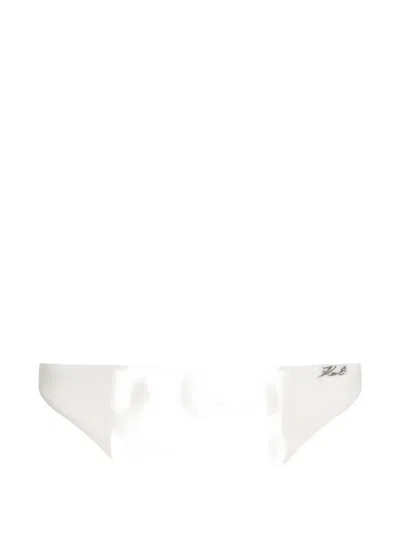 Karl Lagerfeld Signature High-leg Bikini Bottoms In White