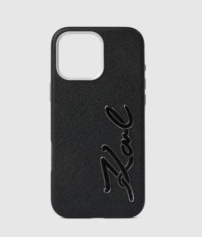 Karl Lagerfeld Signature Iphone 16 Pro Max Case In Black