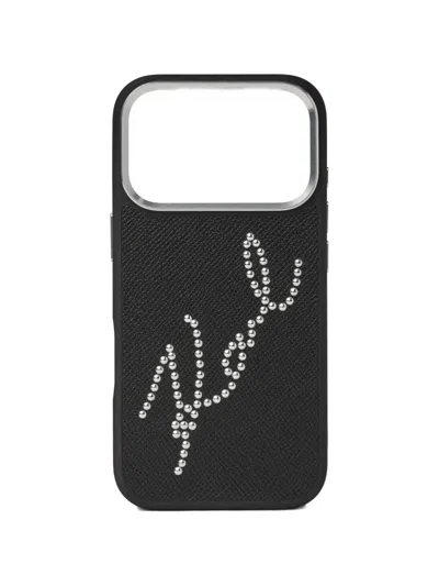Karl Lagerfeld Signature Iphone 17 Pro Case In Black