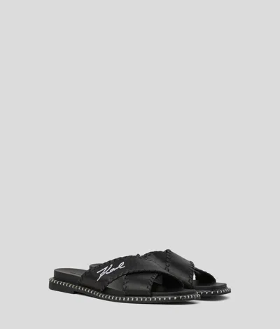 Karl Lagerfeld Signature Kleo Whipstitch Sandals In Black